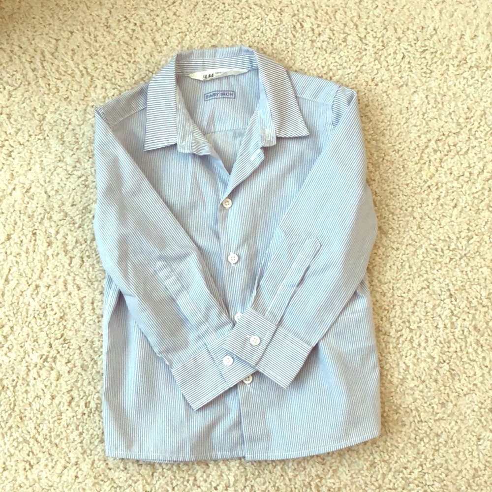 H&M easy iron blue striped button down shirt